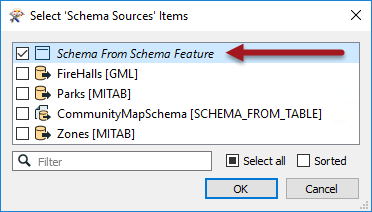 Setting Schema Source to Schema From Schema Feature